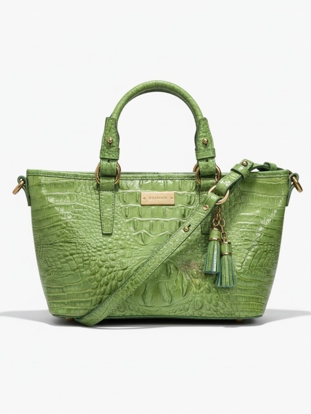 💚▪️Brahmin▪️Mini Asher Vintage Green Croc-Embossed Tote (2 EYES)